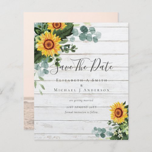 BUDGET  Photo Save Date Rustic SUNFLOWERS Greenery