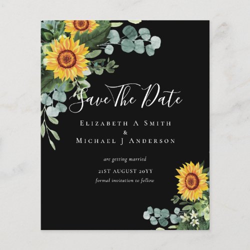 BUDGET  Photo Save Date Rustic SUNFLOWERS Greenery Flyer