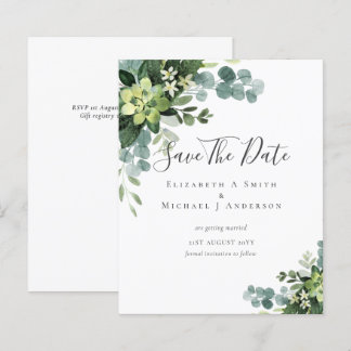 BUDGET Photo Save Dates Eucalyptus Greenery Leaves