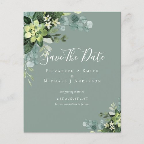 BUDGET Photo Save Dates Eucalyptus Greenery Leaves Flyer