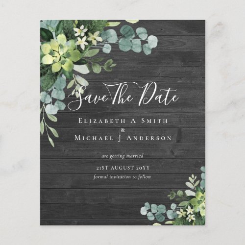 BUDGET Photo Save Dates Eucalyptus Greenery Leaves Flyer