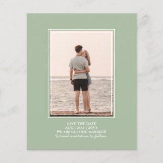 BUDGET Photo Save Dates - Monochrome Sage Green Flyer