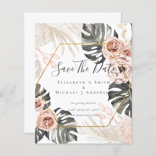 BUDGET Photo Save Dates PAMPAS Coral Tropical