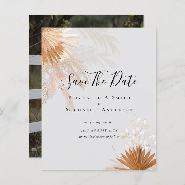 BUDGET Photo Save Dates PAMPAS Grass Terracotta (Front/Back)