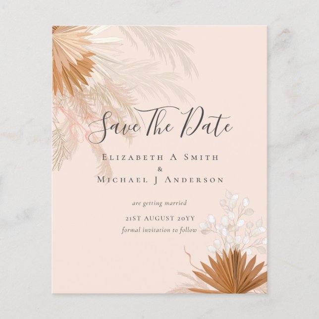 BUDGET Photo Save Dates PAMPAS Grass Terracotta Flyer (Front)