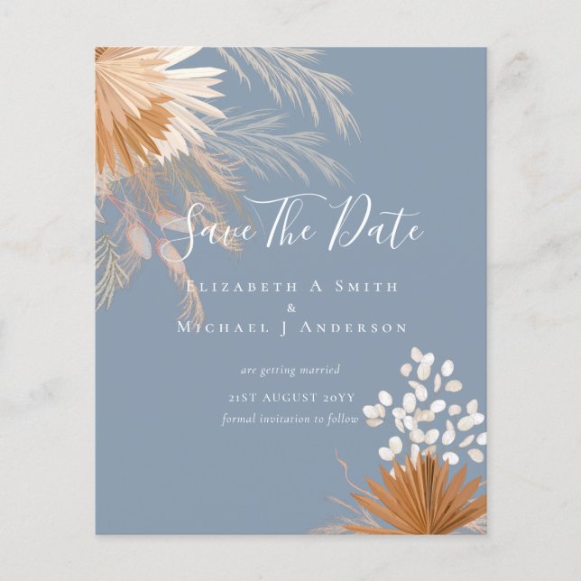 BUDGET Photo Save Dates PAMPAS Grass Terracotta Flyer (Front)