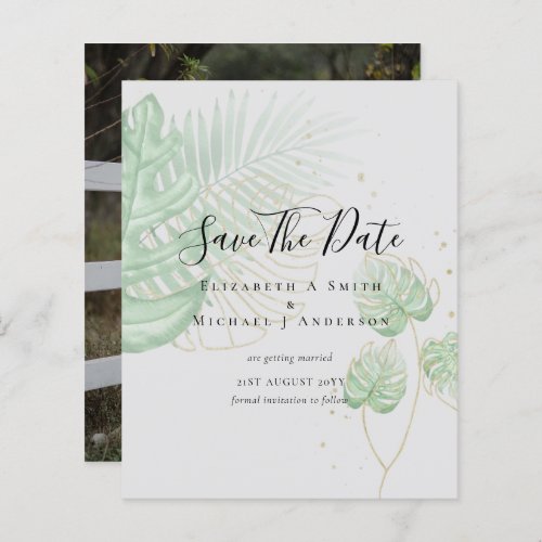BUDGET Photo SAVE DATES Topical Leaves Gold