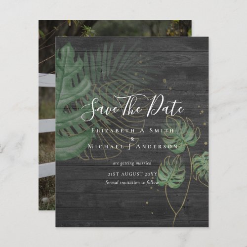 BUDGET Photo SAVE DATES Topical Leaves Gold