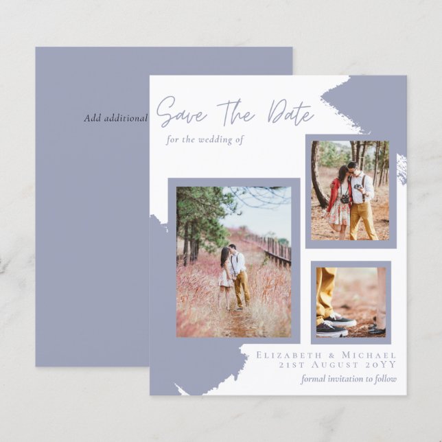 BUDGET Photo SAVE the DATE Engagement Dusty Blue (Front/Back)
