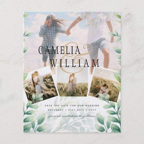 Budget Photo Save the Date Greenery Botanical Flyer