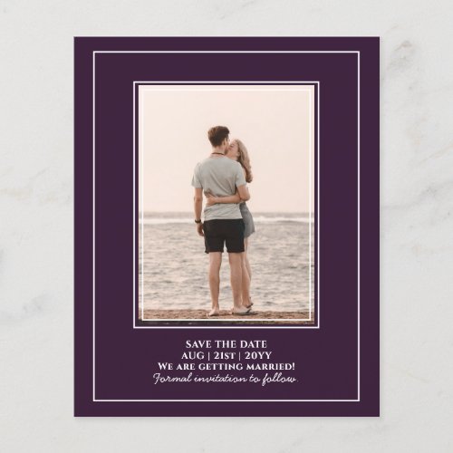 BUDGET Photo Save the Date Plum Purple Wedding Flyer