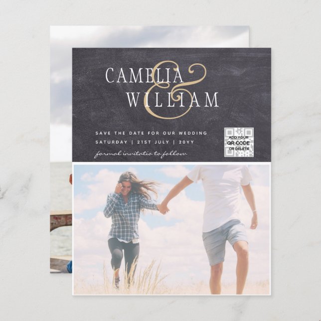 BUDGET PHOTO SAVE THE DATE QR SCANNING CODE RSVP (Front/Back)