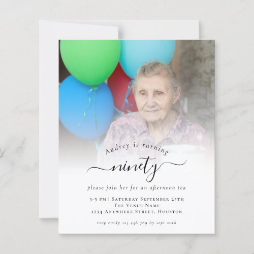 Budget Photo Script 90th Birthday Party Invitation