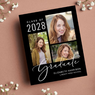 Budget Photo Script Black Graduation Announcement