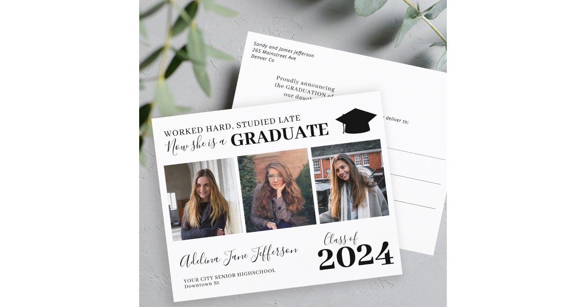 Budget photo script graduation announcement | Zazzle