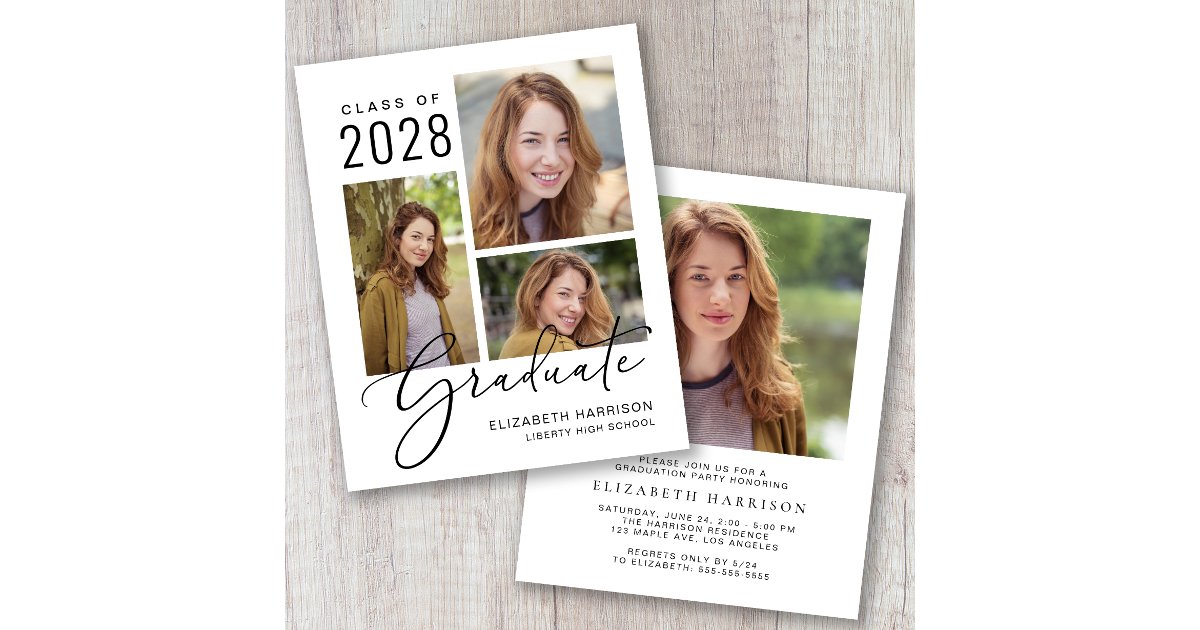 Budget Photo Script Graduation Party Invitation | Zazzle