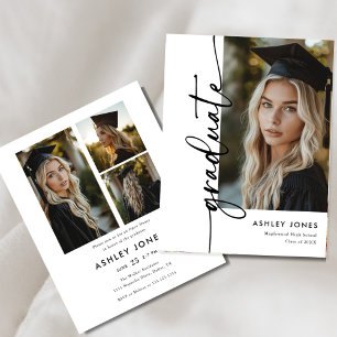 Budget Photo Script Graduation Party Invitation Flyer