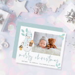 Budget Photo Script Snowman Merry Christmas Card<br><div class="desc">Photo Script Cute Snowman Merry Christmas Card. A budget price SMALLER 4.5” x 5.6” alternative for your festive greetings in a SEMI-GLOSS 110 lb CARD STOCK. The envelopes are slightly larger than the card size. Simply replace the sample photo with your own and personalize with your greeting and names at...</div>