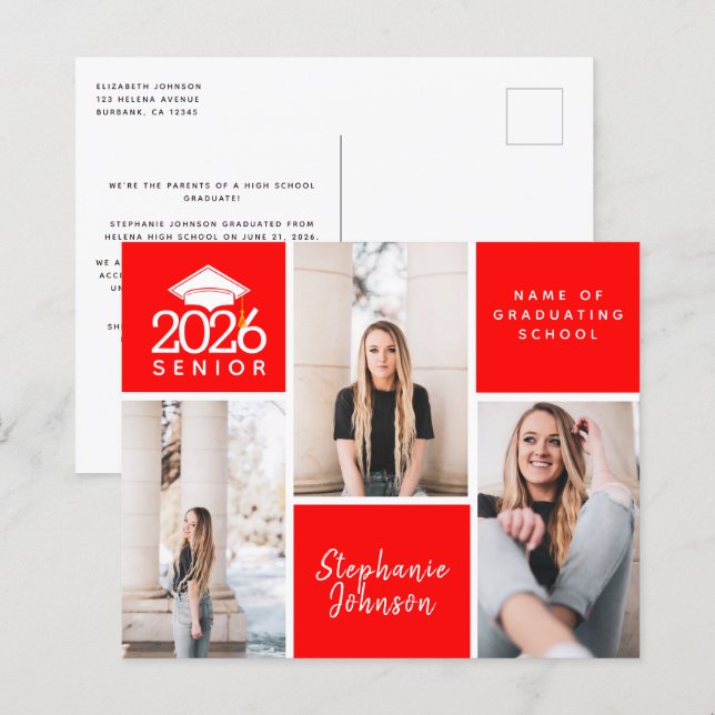 BUDGET Photo Senior Graduation Postcard (Front/Back)