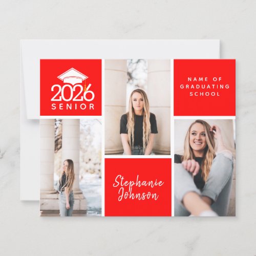 BUDGET Photo Senior Red Graduation Announcement