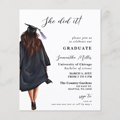 Budget Photo She Did It Graduation Invitation