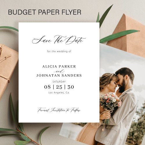 Budget photo simple elegant wedding save the date flyer