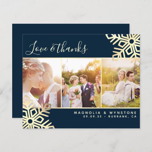 Budget Photo Snowflake Wedding Thank You Card