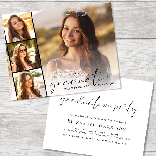 Budget Photo Strip Graduation Party Invitation