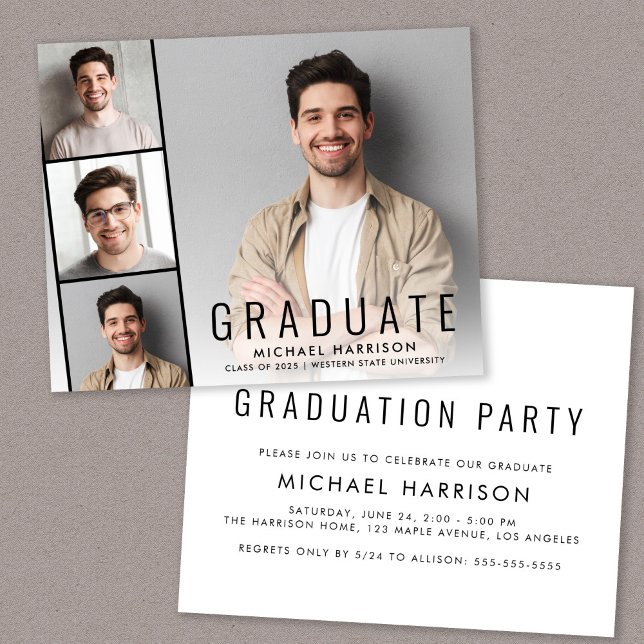 Budget Photo Strip Graduation Party Invitation (Creator Uploaded)