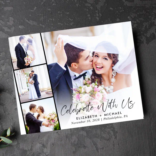 Budget Photo Strip Wedding Reception Invitation | Zazzle