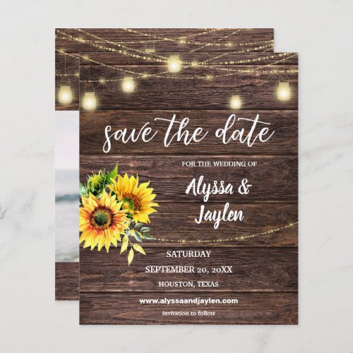 Budget Photo Sunflower Wood  Lights Save the Date