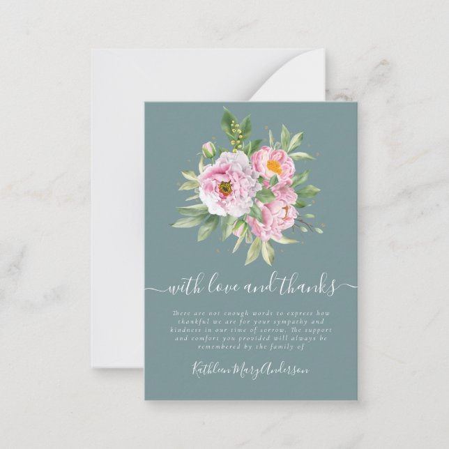 Budget Photo Sympathy Floral Funeral Thank You Not Note Card (Front)