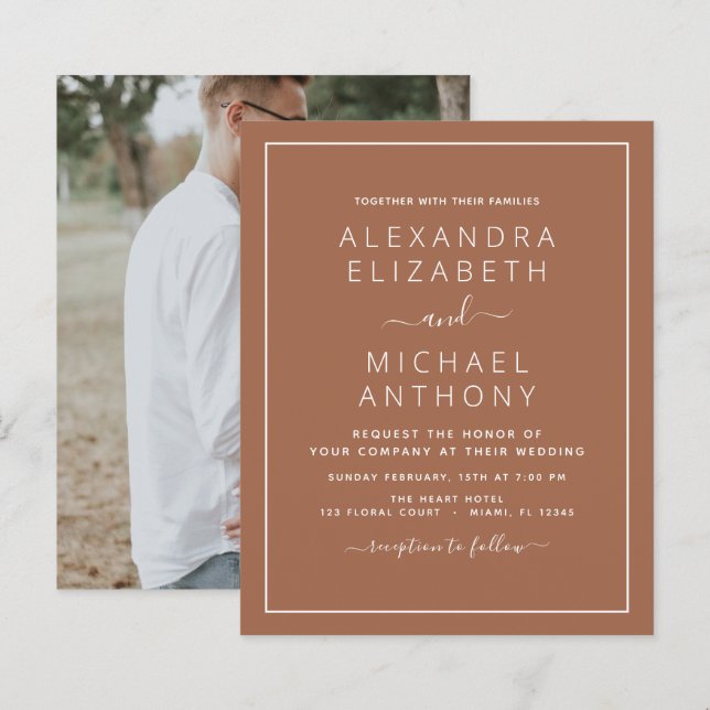 Budget Photo Terra Cotta Boho Wedding Simple (Front/Back)