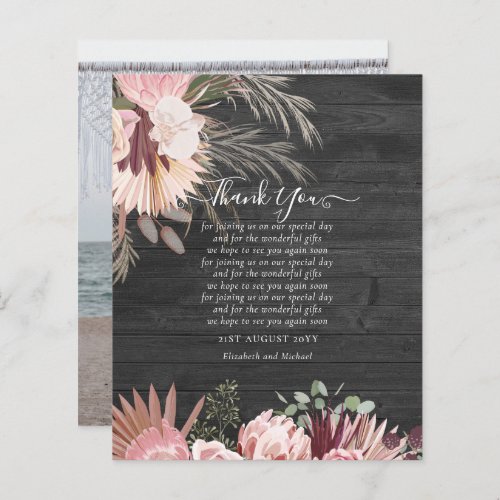 BUDGET Photo Thank You Card Pampas Grass Wedding