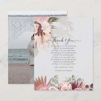 BUDGET Photo Thank You Card Pampas Grass Wedding