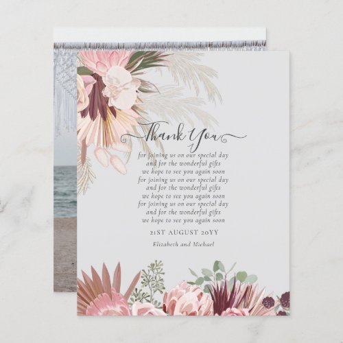 BUDGET Photo Thank You Card Pampas Grass Wedding