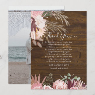 BUDGET Photo Thank You Card Pampas Grass Wedding