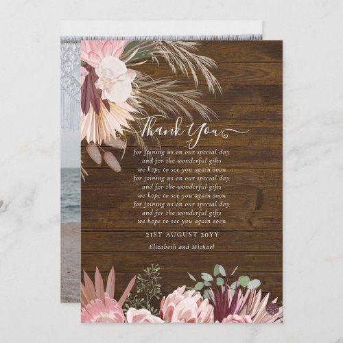 BUDGET Photo Thank You Card Pampas Grass Wedding