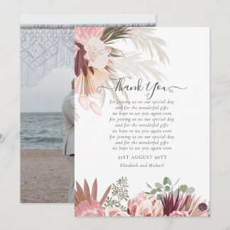 BUDGET Photo Thank You Card Pampas Grass Wedding