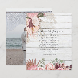 BUDGET Photo Thank You Card Pampas Grass Wedding