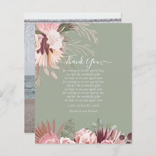 BUDGET Photo Thank You Card Pampas Grass Wedding