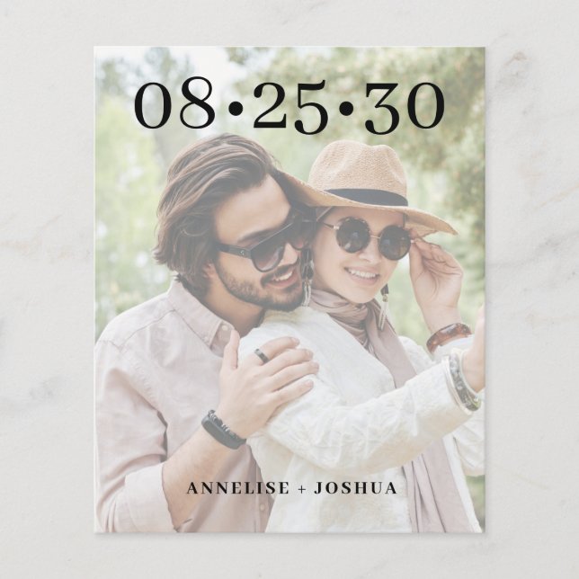 Budget photo typography wedding save the date (Front)