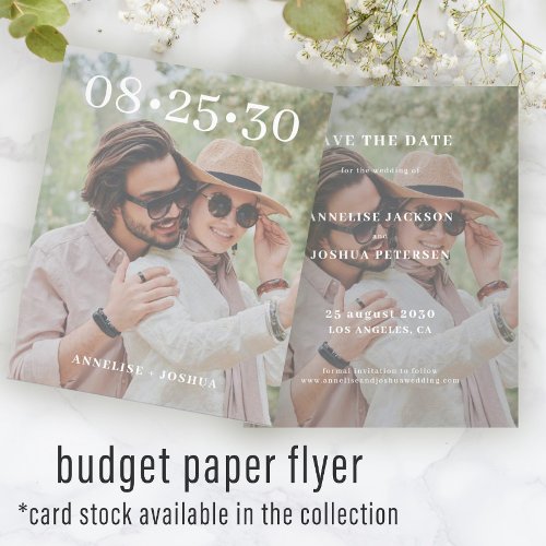 Budget photo typography wedding save the date flye flyer
