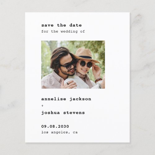 Budget photo typography wedding save the date flyer