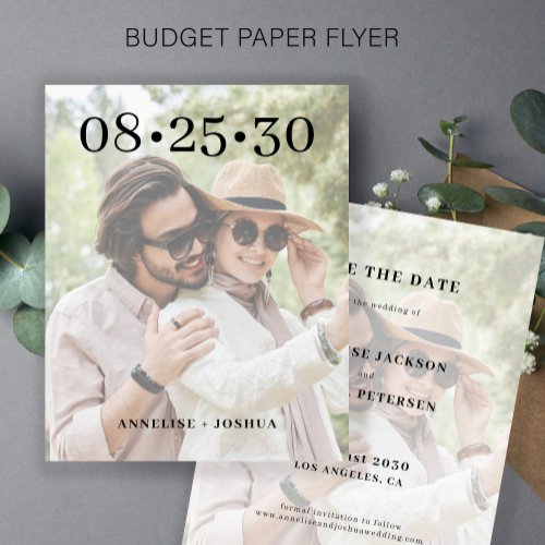 Budget photo typography wedding save the date flyer