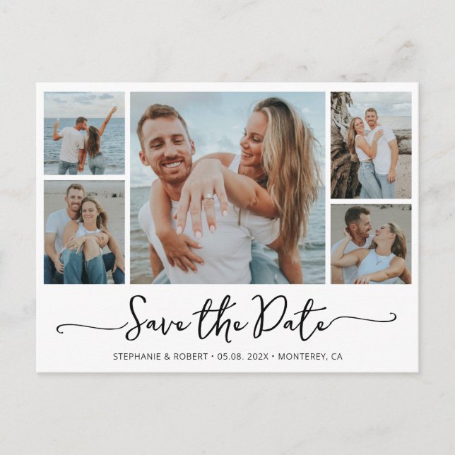Budget Photo Typography Wedding Save The Date Invitation Postcard (Front)