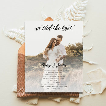Budget Photo We Tied The Knot Wedding Elopement Flyer by WordsandConfetti at Zazzle