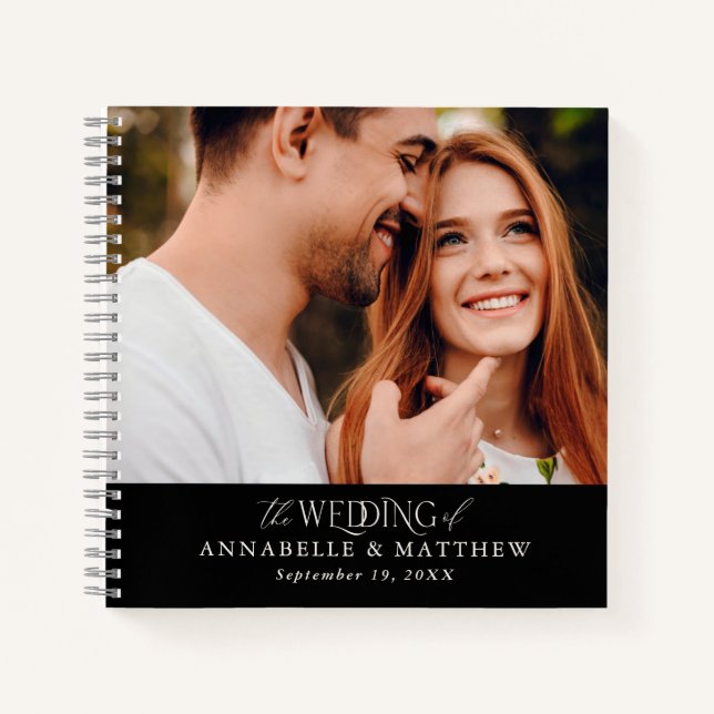 Budget photo wedding guest book script typography (Front)