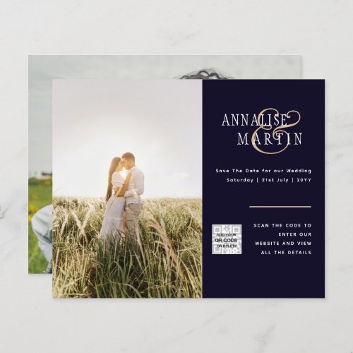 BUDGET Photo Wedding Invitation BLUE Save Dates