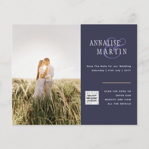 BUDGET Photo Wedding Invitation BLUE Save Dates Flyer